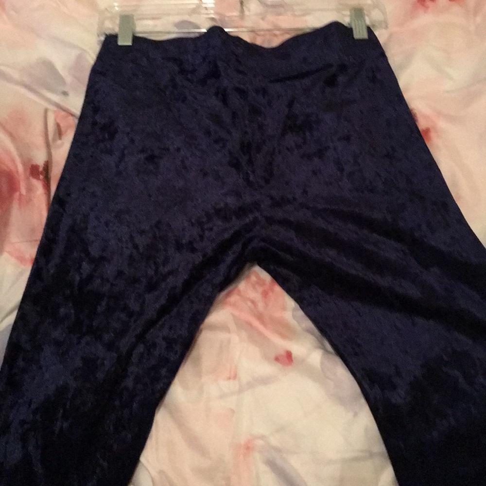 blue velvet pants